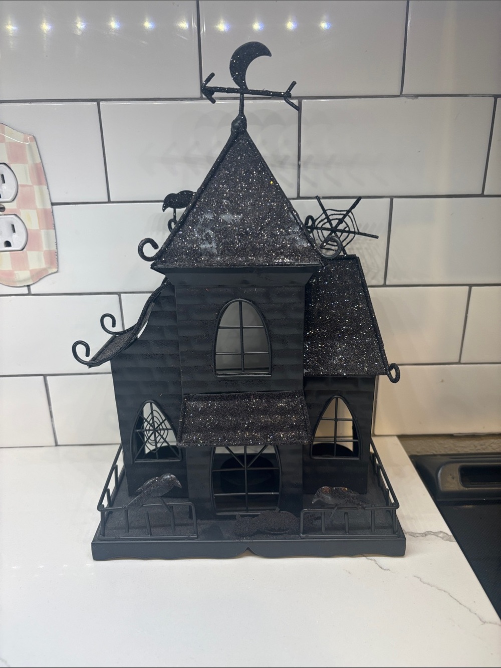 Moonlight Manor Halloween Metal Haunted House 3 Tea Light votive Holder